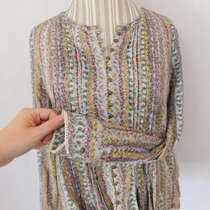 Maeve boho prairie floral print pleated top